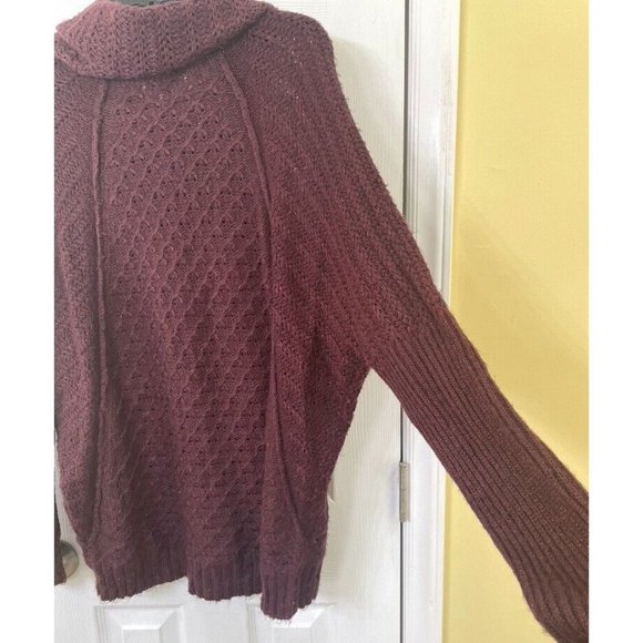 Apt 9 women's sweater size L oversize burgundy red sparkly threads throughout - Picture 6 of 8